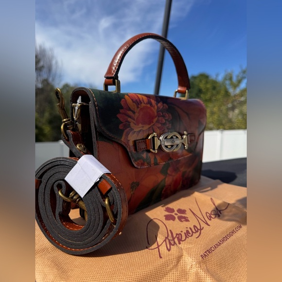 NWT Patricia Nash Porcili Vibrant Floral leather Top handle bag &crossbody strap - Picture 2 of 11